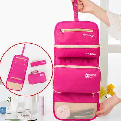 Πτυσσόμενος Toiletry ταξιδιού καλλυντικός πολυεστέρας διοργανωτών τσαντών Makeup αποθήκευσης τσαντών