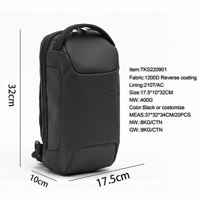 1200d αντίστροφη επιστρώματος lap-top σακιδίων εξωτερικής διαμέτρου αρσενηκού σπειρώματος τσάντα ώμων σώματος ελεύθερου χρόνου διαγώνια